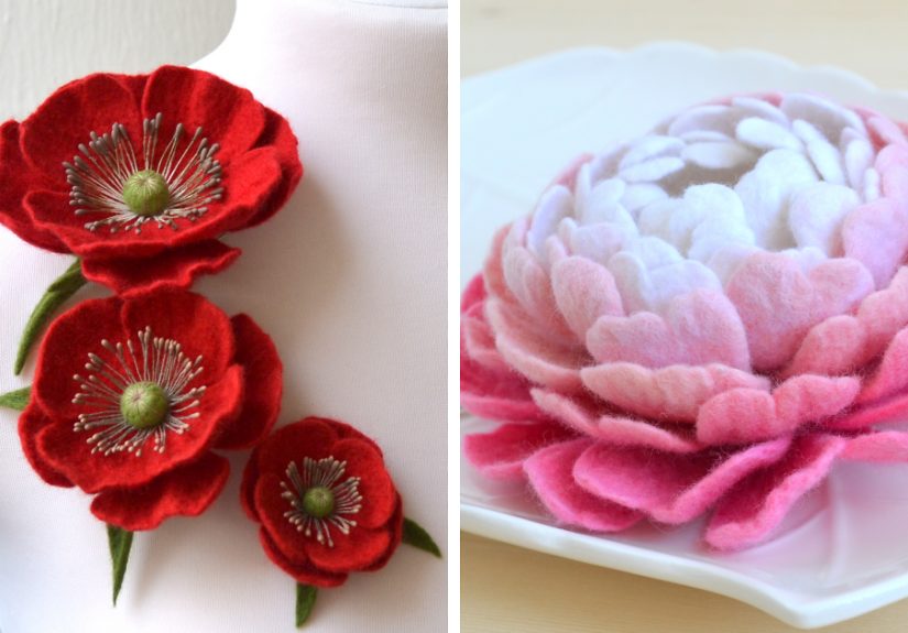I Create Felted Flower Brooches From Merino Wool (39 Pics)
