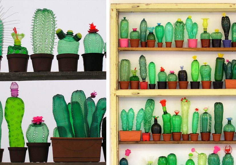 Recycled PET Plastic Bottle Plant and Animal Sculptures by Veronika Richterová