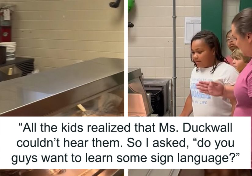 Teacher Notices Students Struggling To Communicate With Deaf Cafeteria Worker, Decides To Teach Them Sign Language