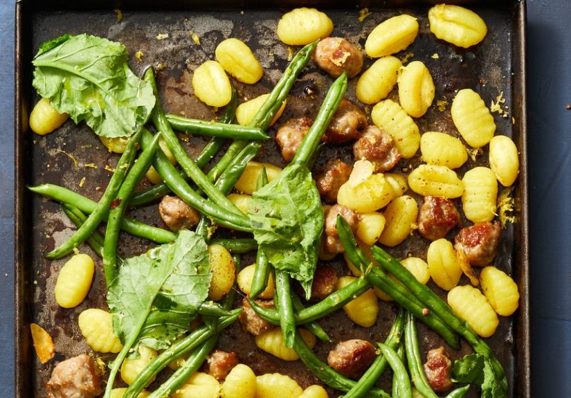 Sheet Pan Gnocchi with Sausage and Green Beans Recipe